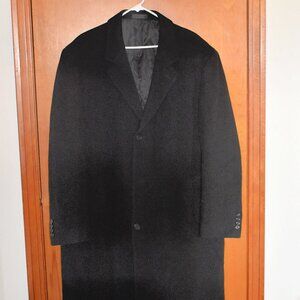 Men's Large, Black Long Wool Over Coat